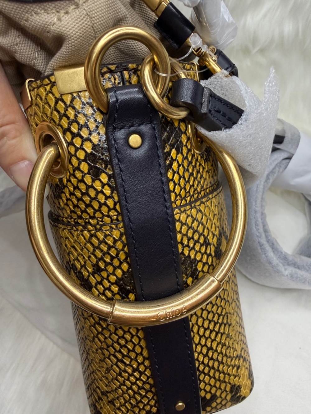 Chloé Mini Roy Python Bucket Bag - Picture 7 of 13